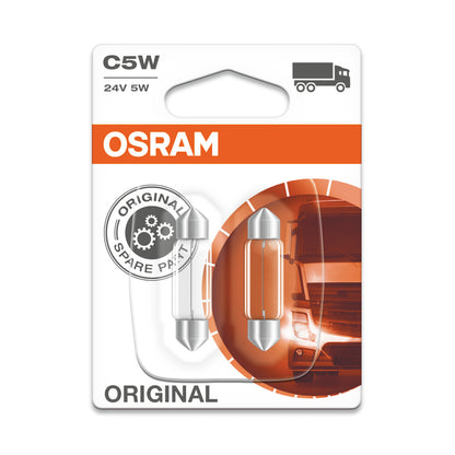 OSRAM ORIGINAL FESTOON - 5W - 24V - 36mm Bombilla Extra - 2-PACK