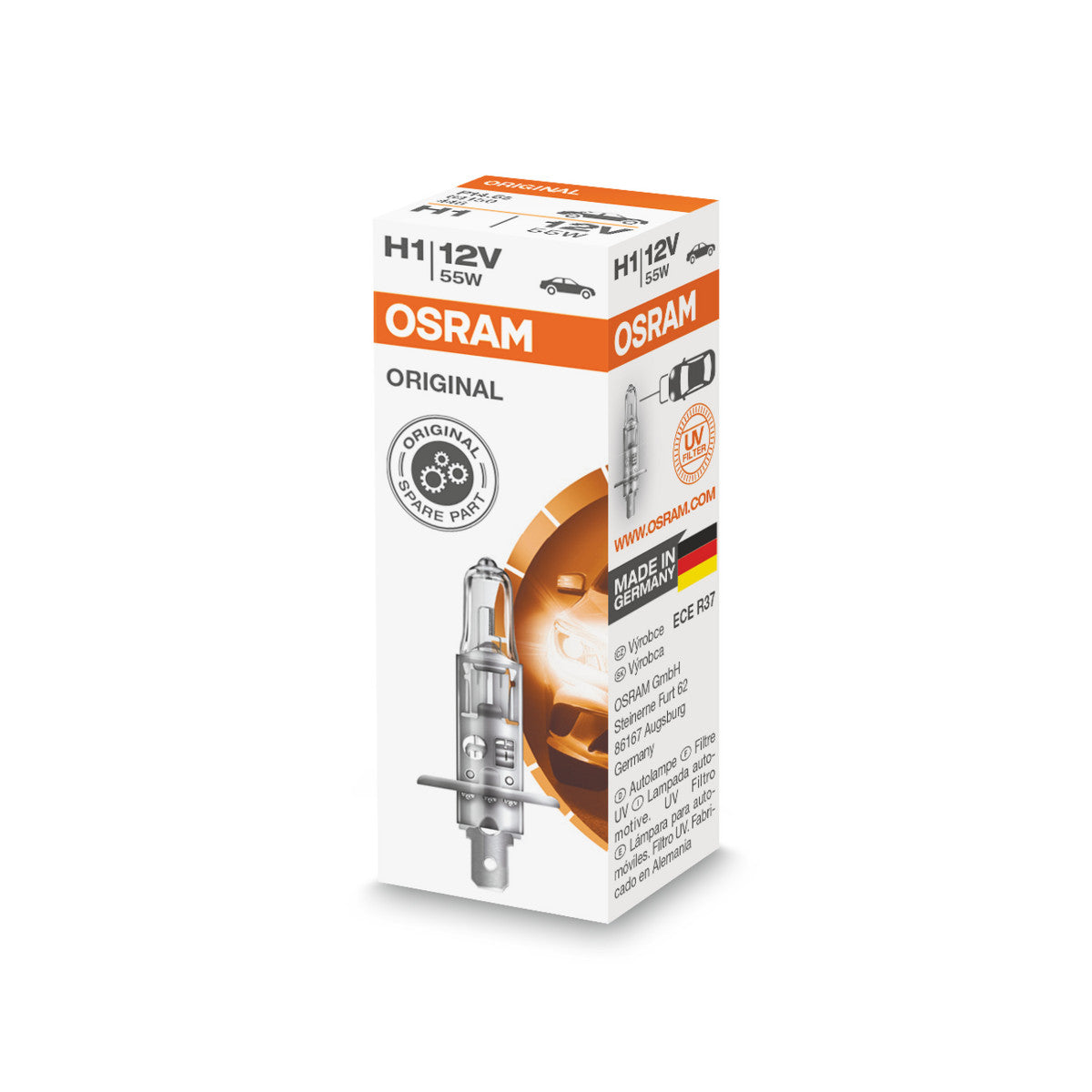 OSRAM ORIGINAL LINE - H1 - 12 V - 55 W - Bombilla halógena para faros delanteros - Caja plegable