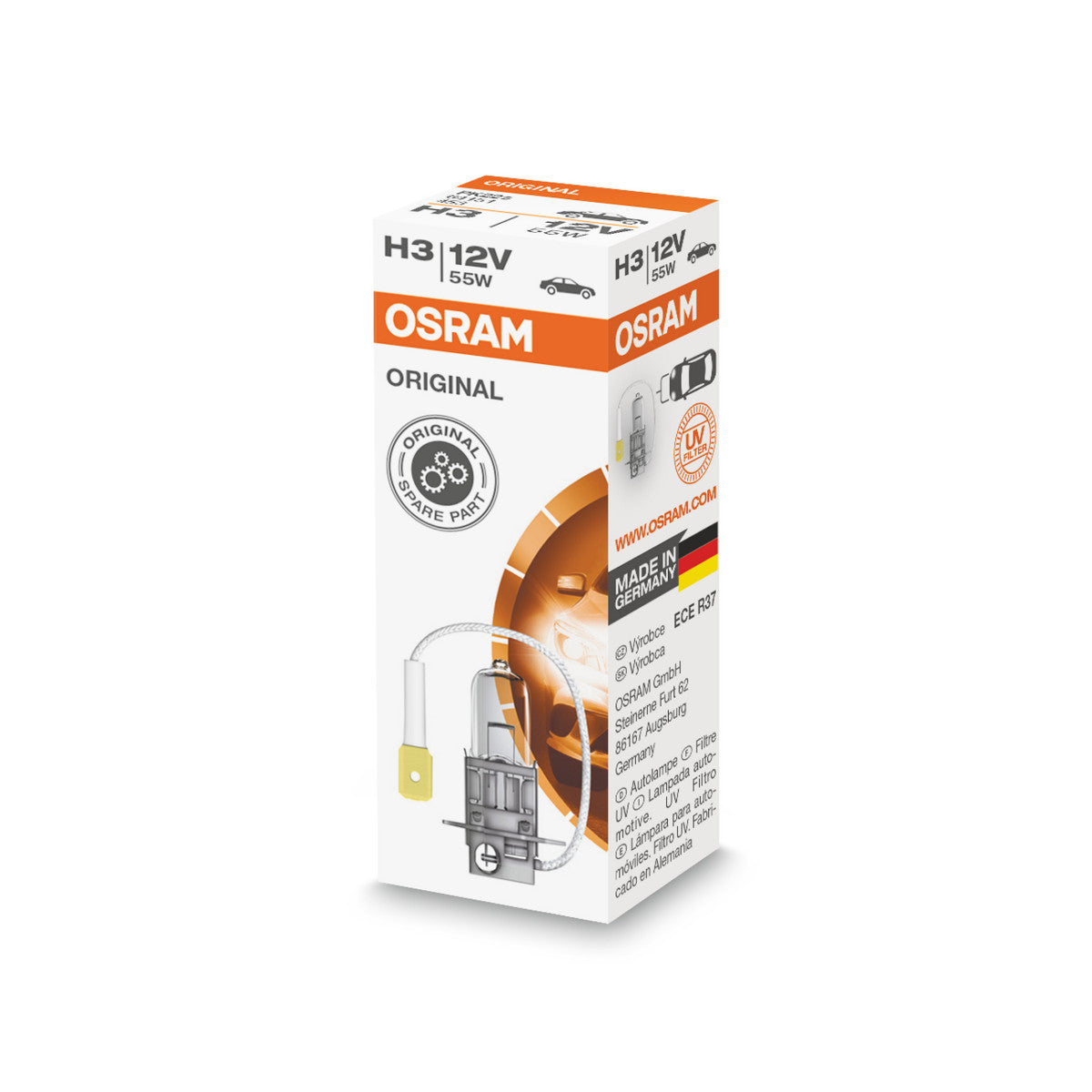 OSRAM ORIGINAL LINE - H3 - 12 V - 55 W - Bombilla halógena para faros delanteros - Caja plegable