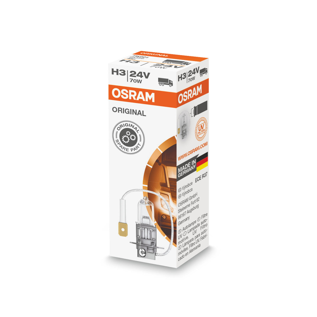 OSRAM ORIGINAL LINE - H3 - 24 V - 70 W - Bombilla halógena para faros delanteros - Caja plegable