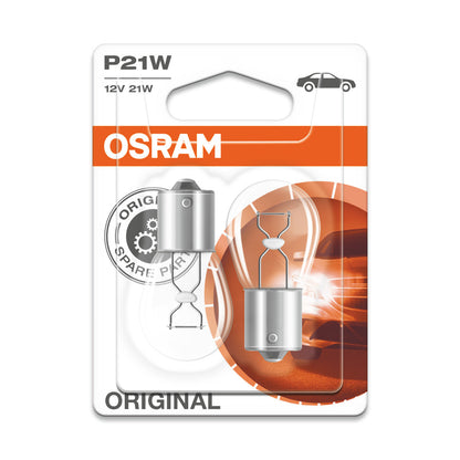 OSRAM ORIGINAL - BASE METALICA - P21W Lámpara de luz extra - BA15s - 12V