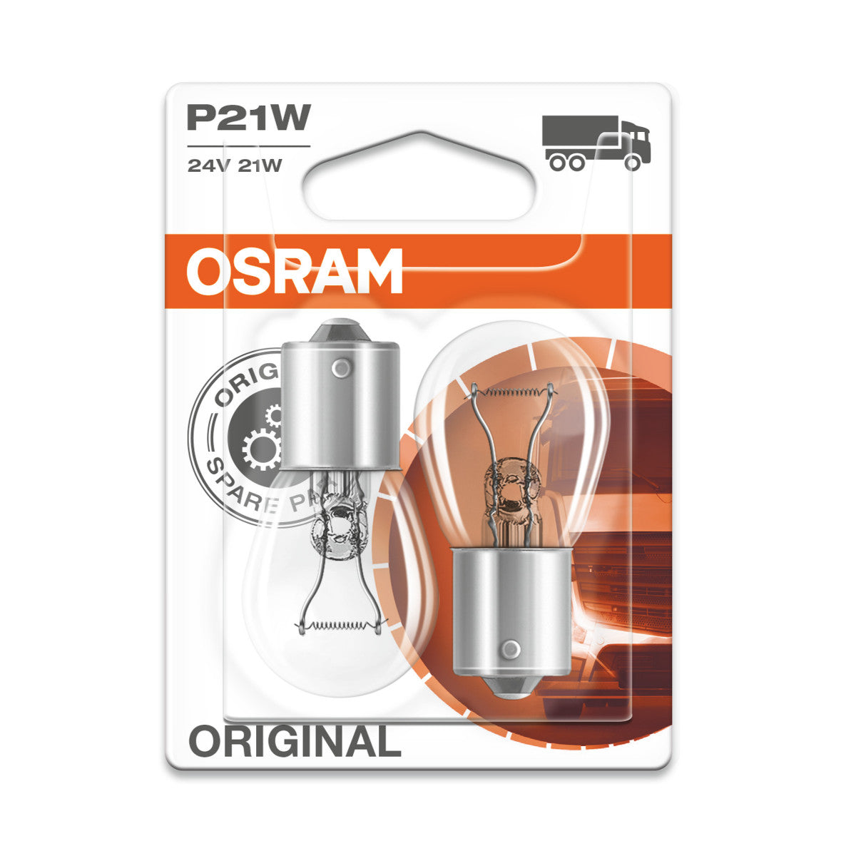 OSRAM ORIGINAL - BASE METALICA - P21W Lámpara de luz extra - BA15s - 24V