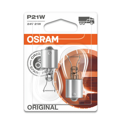 OSRAM ORIGINAL - BASE METALICA - P21W Lámpara de luz extra - BA15s - 24V