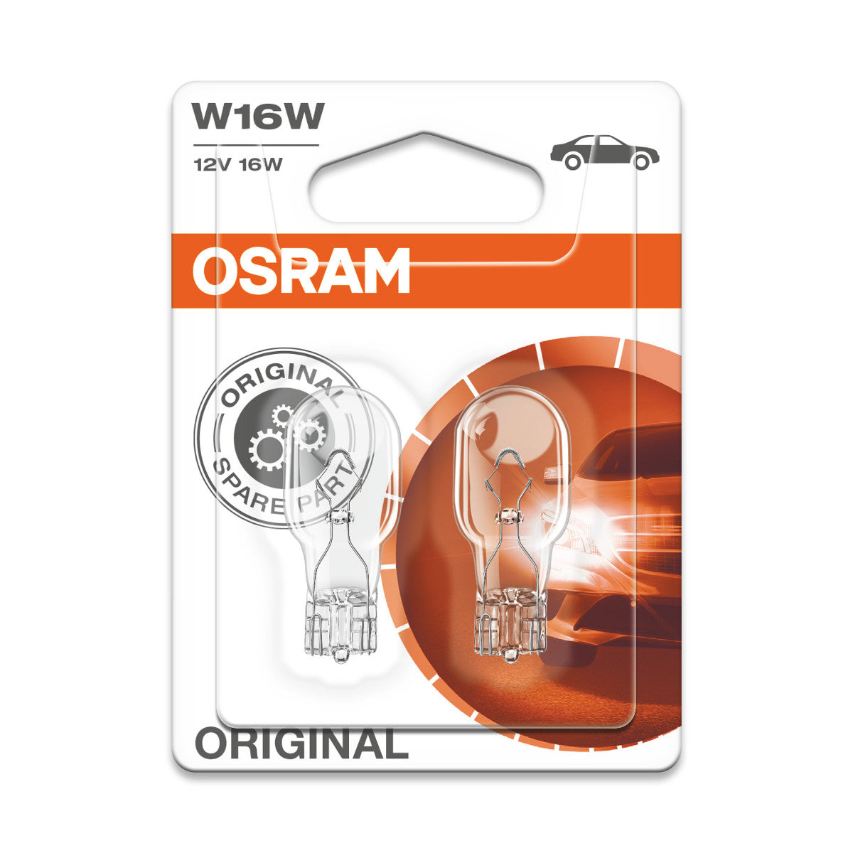 OSRAM ORIGINAL - WEDGE BASE - W16W Extra Light Lamp - 2-PACK