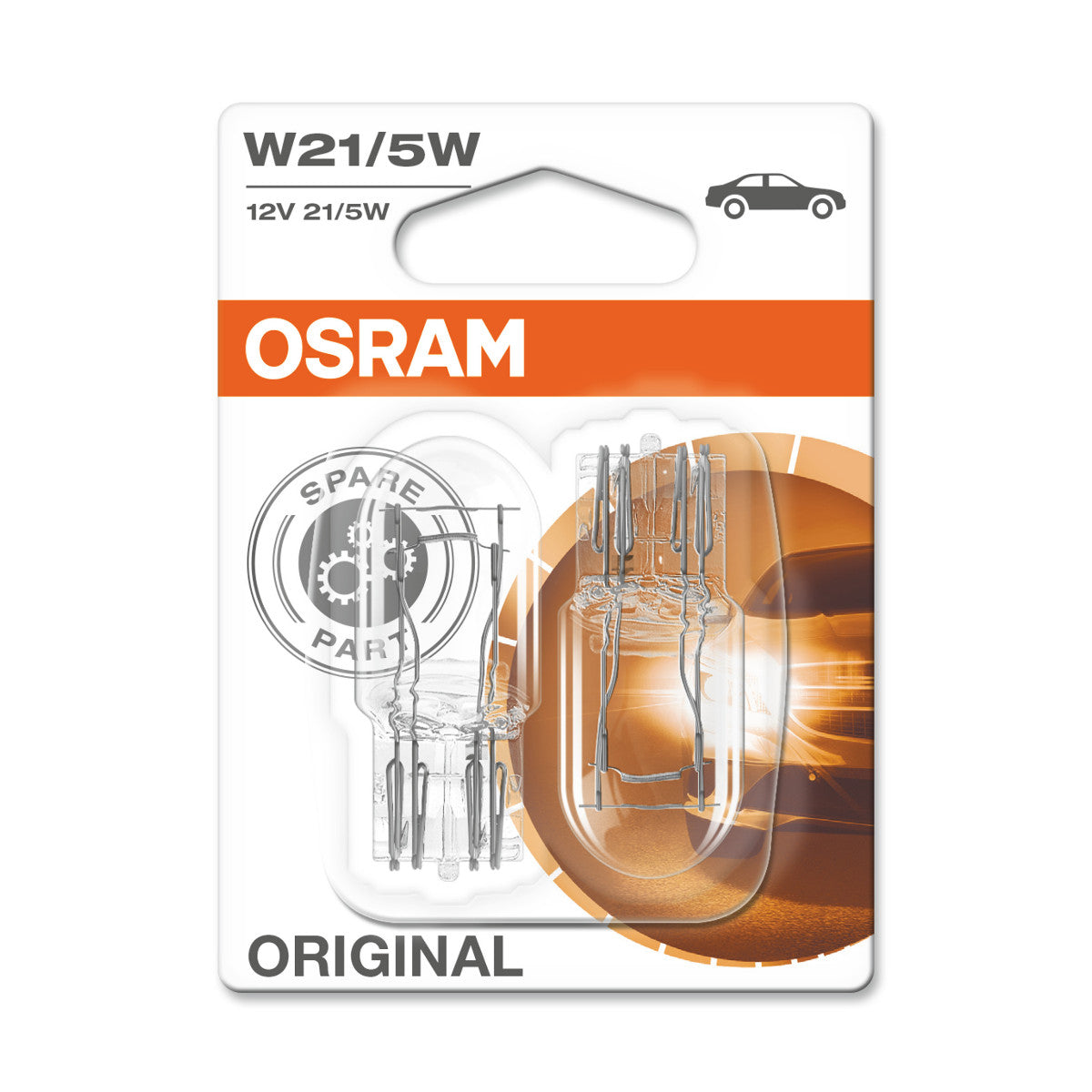 OSRAM ORIGINAL - WEDGE BASE - W21-5W Extra Light Lamp - 2-PACK