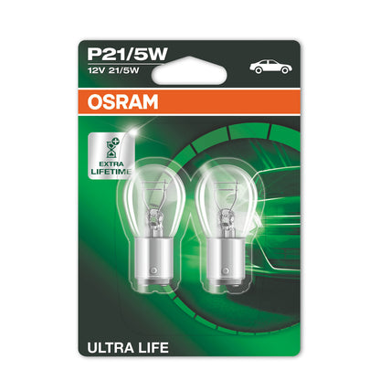 OSRAM ULTRA LIFE - P21-5W Lámpara Extra Ligera - 2-PACK