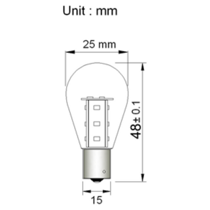 BA15s 12V/24V 1.5W Kallvit